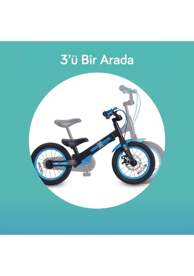 Smartrike Xtend 3'ü 1 Arada Büyüyen Çocuk Bisikleti, 3-7 Yaş İçin Dengeden Pedala Eğitim Bisikleti Mavi