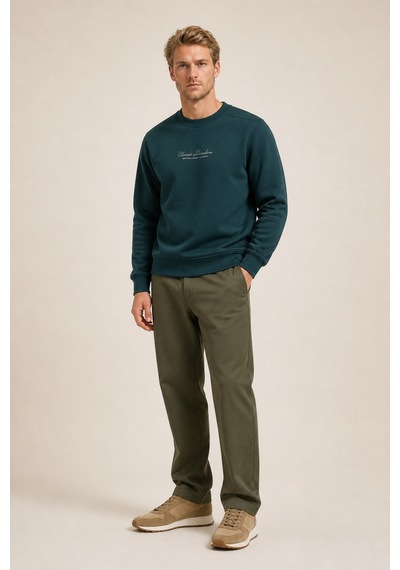 Redline Clavin Erkek Regular Fit Yeni Sezon Pamuklu Sweatshirt Nefti