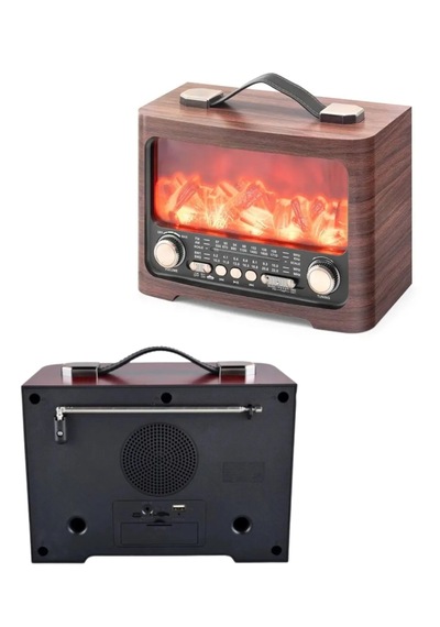Mey İthalat Taşınabilir Şömine Efektli Bluetooth Hoparlör Fm Radyo Led Işıklı Müzik Çalar