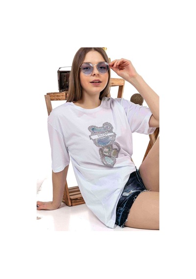 Kadın Oversize Taş Işlemeli Ayıcık Baskılı Tshirt (534304779) Kadın Oversize Taş Işlemeli Ayıcık Baskılı Tshirt (534304779)