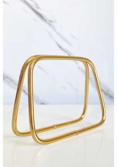 Vollen Yarn Metal Kare Model Çanta Sapı 11 Cm, Altın Sarı Altın