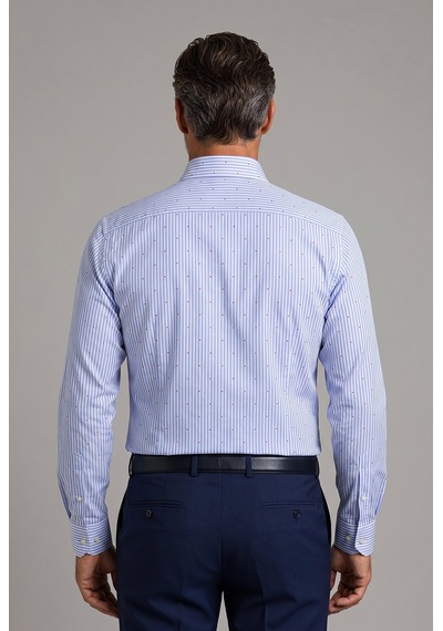 Bisse Mavi Regular Fit Cepsiz İtalyan Yaka Uzun Gömlek Gmczg261077 D35