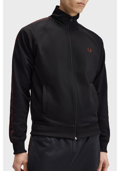 Fred Perry Kontrast Şeritli Dik Yaka Fermuarlı Sweat Erkek Sweat J5557 220 Siyah