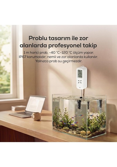 Xenon Smart Dijital Termometre / Akıllı Su Geçirmez Problu Wifi Sıcaklık Ve Nem Sensörü X7509