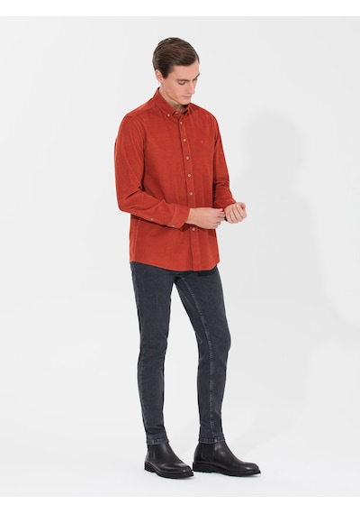 Cacharel Kiremit Slim Fit Uzun Kollu Gömlek Kırmızı Cacharel Kiremit Slim Fit Uzun Kollu Gömlek Kırmızı