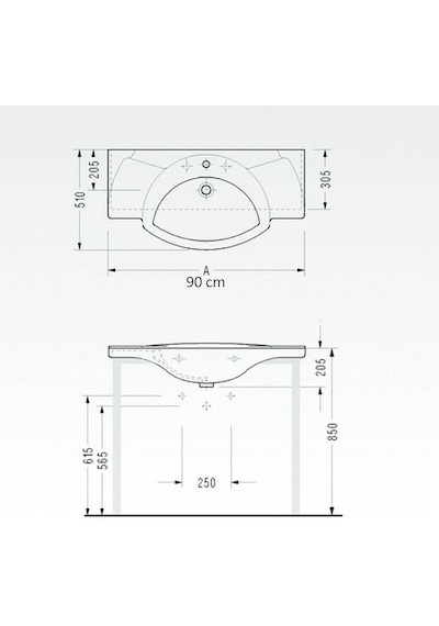 Serel - Kardelen Etajerli Lavabo 51x90 Cm Batarya Banklı Beyaz - 5939tdl000 Diğer