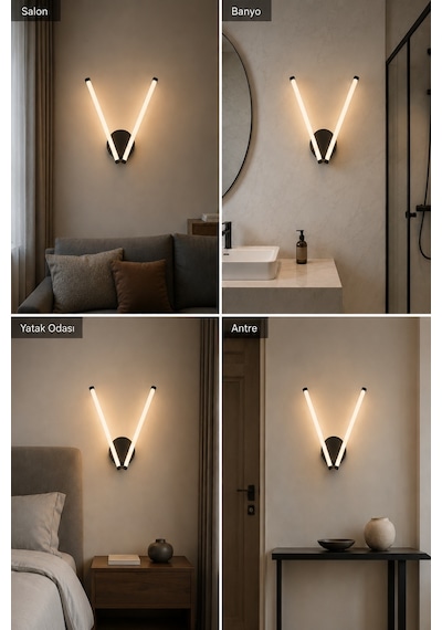 Vasko Modern Led Duvar Apliği Günışığı Siyah