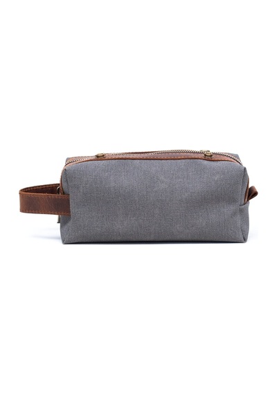Gillario Design 06 Unisex Suni Kanvas+deri Gri-taba Eskitme Dopp Kit