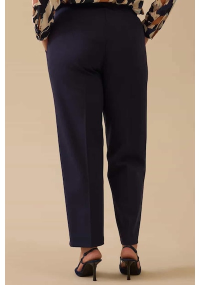 Seçil Kadın Büyük Beden Klasik Kesim Bilek Boy Pantolon - Lacivert 4358890