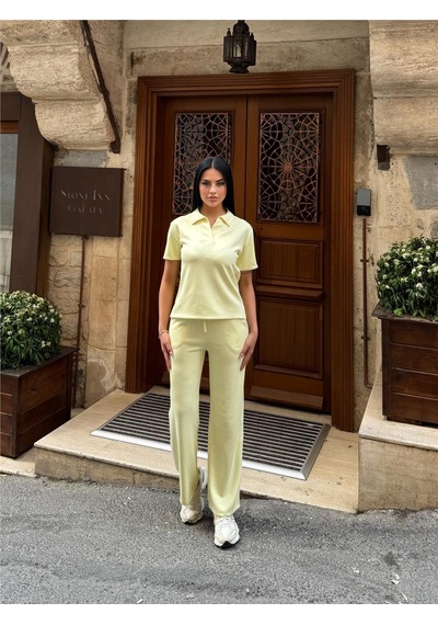 WeShaya Sarı Polyester Elastan Polo Yaka Takım Sarı