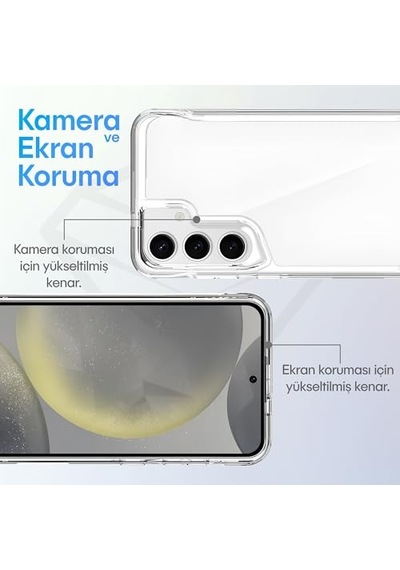 S24 Için Crystal Armor Serisi Şok Emici Yumuşak Silikon Kenar Arkası Sert Polikarbonat Darbeye Dayanıklı Şeffaf K Diğer