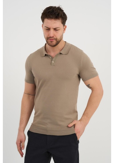 Alexander Gardi Alexandergardı Polo Yaka Düğmeli Triko T-shirt 50024 Bej
