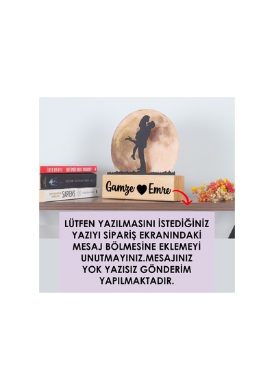 Led Işıklı Pleksi Dolunay Kişiselleştirilebilir Biblo Estimado Kucaklaşan Çift Anahtar Askılığı Sarı - 737347257