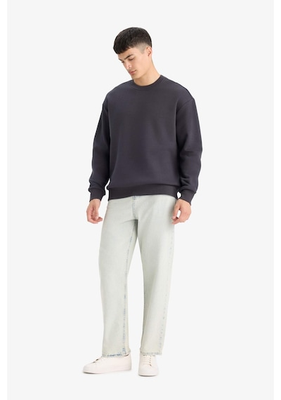 Defacto Relax Fit Bisiklet Yaka Kalın İçi Yumuşak Tüylü Basic Düz Sweatshirt T5139az25auar138 Antrasit