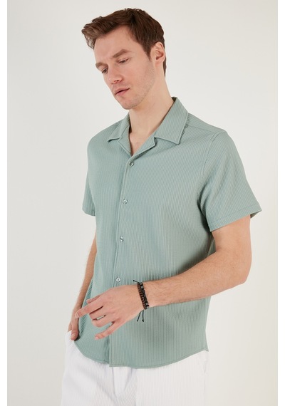 Buratti Apaş Yaka Kısa Kollu Regular Fit Erkek Gömlek Cf24S117842 Mint