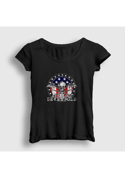 Presmono Kadın Flag Avenged Sevenfold T-shirt Siyah
