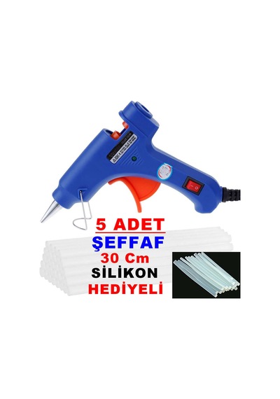 60 Watt Sıcak Silikon Tabancası 5 Adet Çubuk Slikon Çekme Eritme