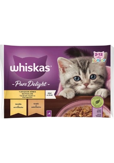Whiskas Junior Pure Delight Yavru Yumuşacık Kümes Hayvanları 4x85 Gr 2 Adet