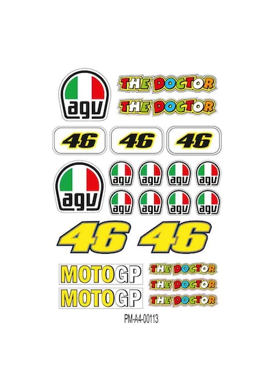 46 Agv Tasarımlı Ekipman Kask Motorsiklet Sticker Seti 01