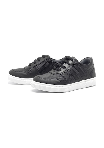 Hakiki Deri Siyah Erkek Çocuk Spor Okul Ayakkabı Sneaker
