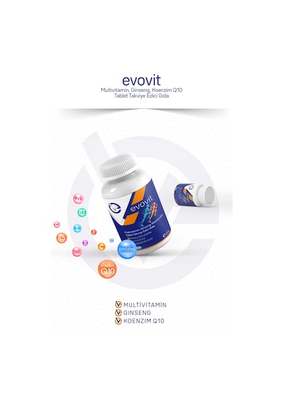 Evo Pharma Evovit Multivitamin Ginseng Koenzim Q10 Takviye Edici Gıda 30 Tablet