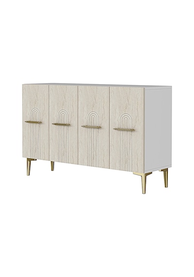 Ka1215btg İda Konsol, Ve Tv Sehpası Beyaz-traverten-gold 120cm