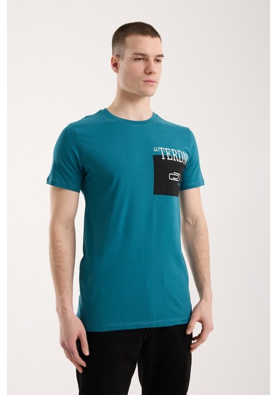 Maximodena Erkek Baskılı T-shirt Sportif Kesim Günlük Kullanım - Yeşil