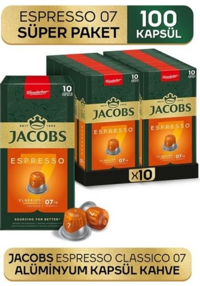 Jacobs Espresso 7 Kapsül Kahve Nespresso Uyumlu 10 Lu X 10 Adet PKT.JACOBS.022 Kapsül Kahve