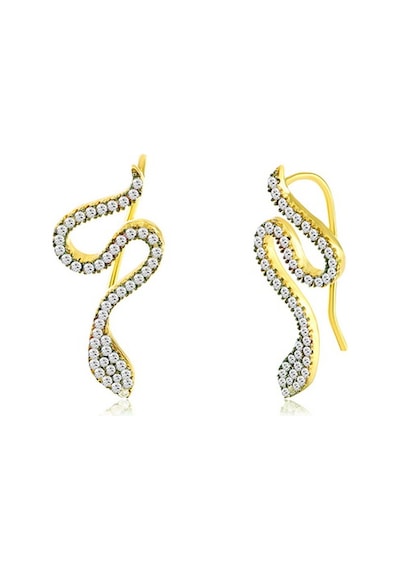 Cosar Sılver 925 Ayar Zirkon Taşlı Yılan Küpe Gold
