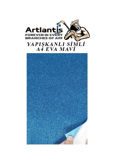 Yapışkanlı Simli Eva Mavi A4 20x30 5 Adet 1 Paket Hobi Okul Öncesi Kreş Anasınıfı Eva Yapışkanlı Simli 20 30