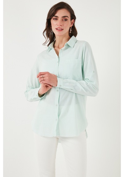 Lela Pamuklu Regular Fit Cepli Bayan Gömlek Cf25S16992 Mint