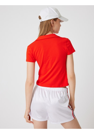 Koton Polo Yaka Tişört Fermuarlı Slim Fit Kısa Kollu Kırmızı 5wal10493ık Kırmızı