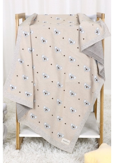 Kız Ve Erkek Bebek Için Triko Örgü Bebek Battaniyesi Bej Koala 90cm X110cm Bej5 Bej5