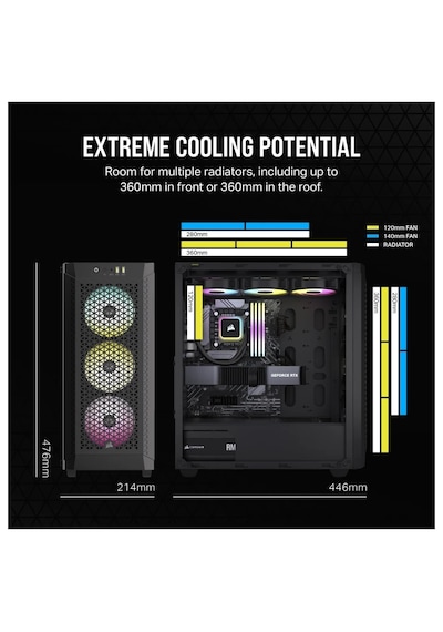 Corsair 480t Rgb Airflow Temperli Cam Midtower, Siyah Cc-9011272-ww