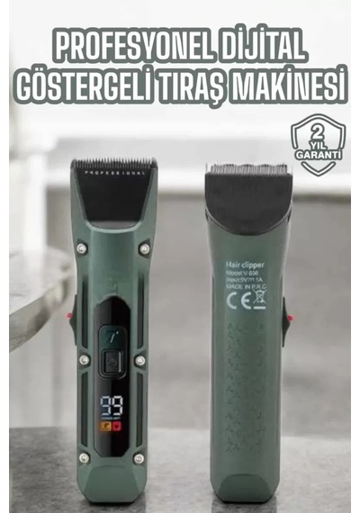 Tıraş Makinesi Dijital Göstergeli Turbo Motor Paslanmaz Çelik Renk