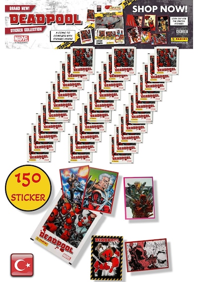 30 Paket - Marvel Deadpool Çıkartma Paketi Panini Lisanslı Ürün 150 Stıcker