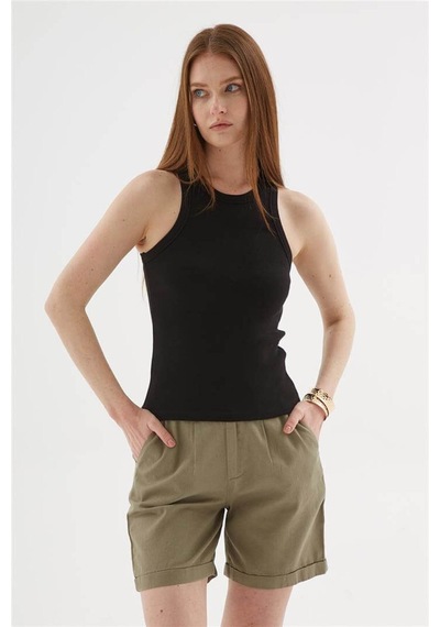 Halter Yaka Atlet Siyah Çok Renkli