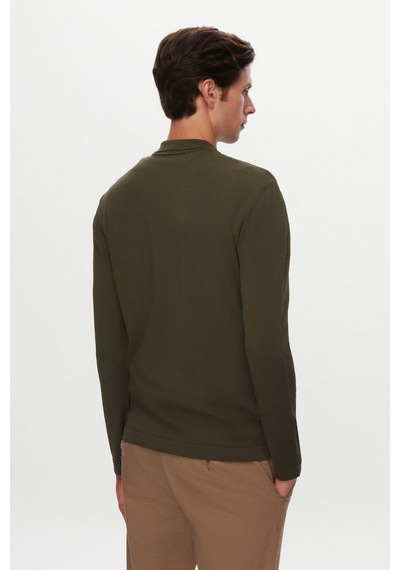 Twn Slim Fit Haki Düz Örgü Kazak 5ef0606379031 H01