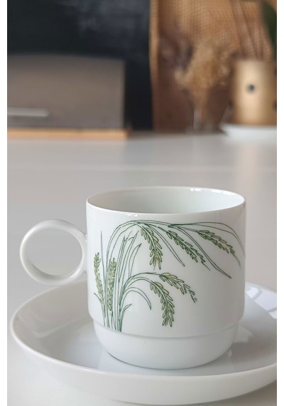 Hint Pirinci Desenli Vintage Çay Fincanı Seti 2 Parça Beyaz-krem
