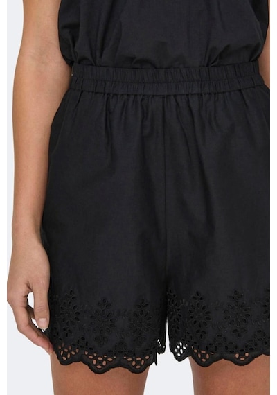 Only Onllou Lıfe Emb Loose Shorts Wvn Siyah Renkli