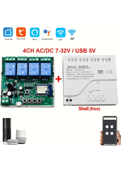 Tuya 4ch akıllı Wifi anahtarı  RF 433