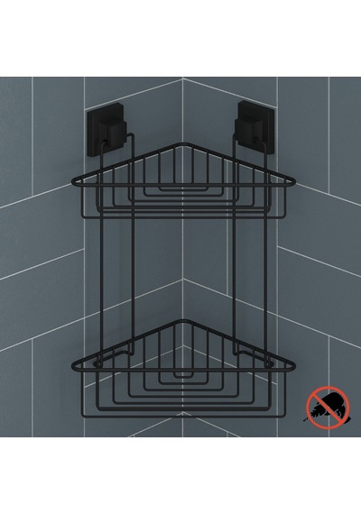 Teknotel Easyfıx Yapışkanlı Iki Katlı Banyo Rafı Mat Siyah Ef257 Çok Renkli