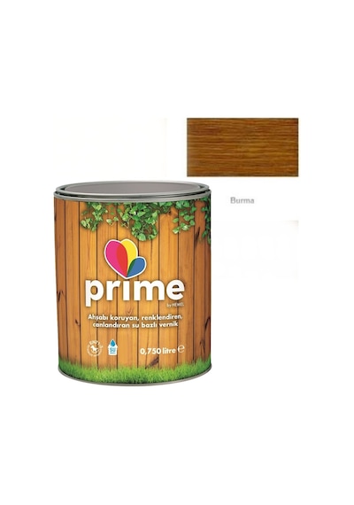 Hemel Prime Su Bazlı Ahşap Verniği Burma Rengi Iç Ve Dış 0,75Lt