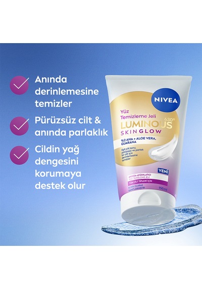 Nivea Yüz Bakım Luminous630 Skin Glow Anında Aydınlatıcı Yüz Temizleme Jeli 150 Ml