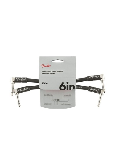Fender 0990820023 Professional 2'li Paket L/l Uçlu Siyah Patch Kablosu 15cm Pedalboard Düzeni İçin Kısa Ve Dayanıklı Ara Bağlantı Kablosu