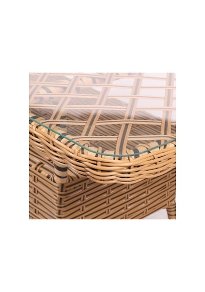 Dora Garden Home Defne 6 Kişilik Rattan Bahçe Balkon Mutfak Masa Takımı Kahverengi Siyah Çizgili