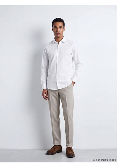 Lcw Busıness Beyaz Slim Fit Armürlü Erkek Basic Gömlek