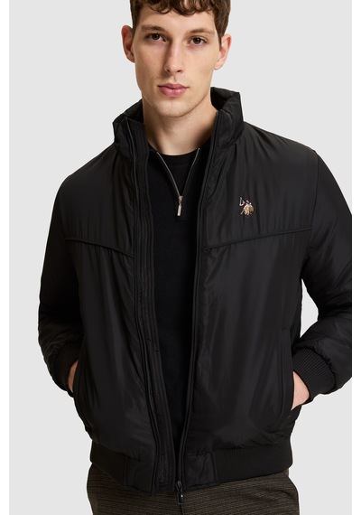 U.S. Polo Assn. Erkek Siyah Dik Yaka Fermuarlı Cepli Yağmurluk Tarzı Mont 50326198-vr046