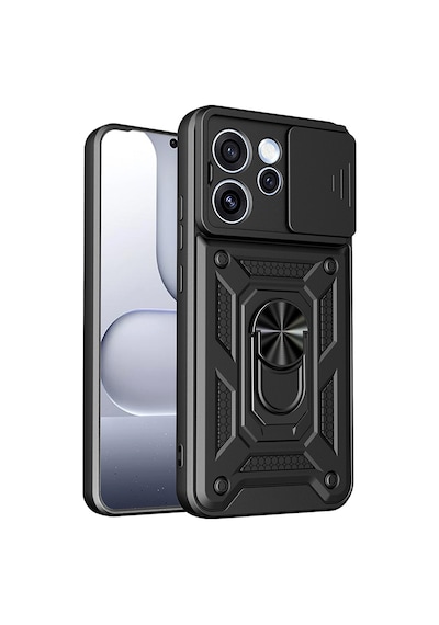 Adige Oppo Reno 15 Pro Kılıf Pars Standlı Yüzüklü Sürgülü Vega Siyah