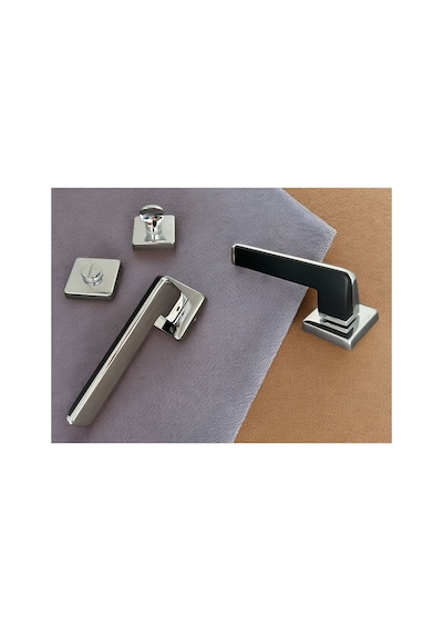 Duo Zamak Zk06 Mat Sitah Krom Kare Rozetli Wc Banyo Kapı Kolu Çift Renk 1 Takım